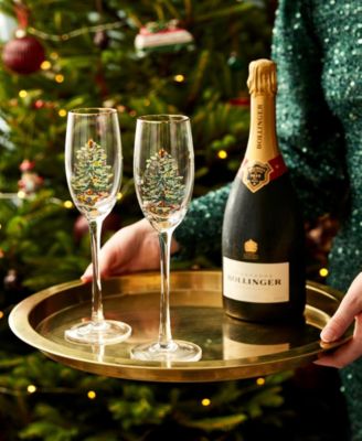Christmas Tree Champagne Flutes, Set of 4