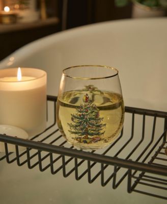 Christmas Tree Stemless Wine Glasses, Set of 4