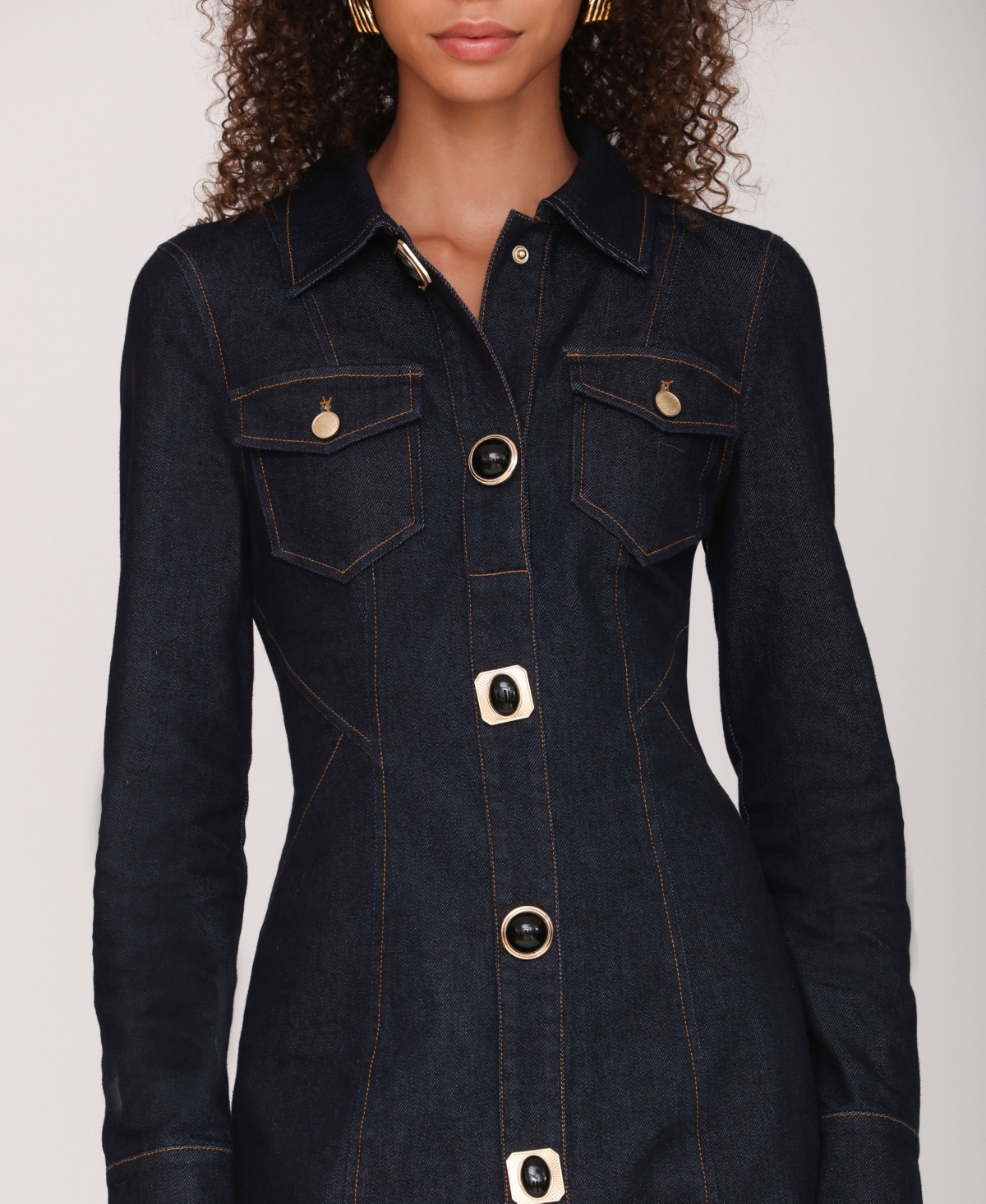 Avec Les Filles Women's Collared Mini Shirt Dress