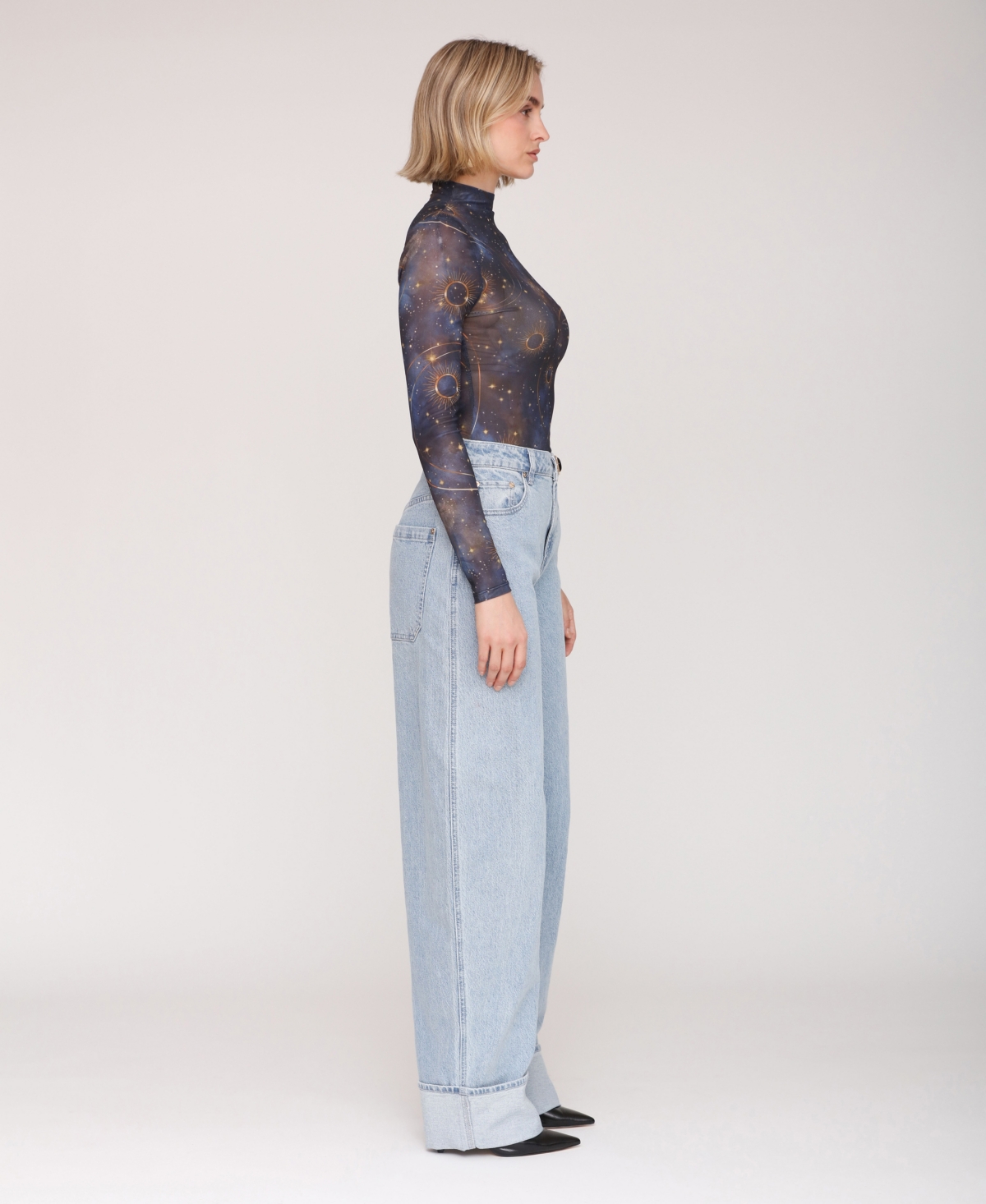 Avec Les Filles Women's Rolled Cuff Barrel Leg Jeans In Blue