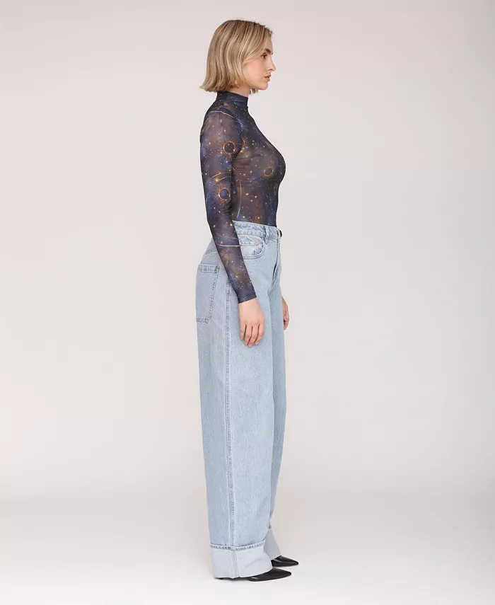 Women's Rolled Cuff Barrel Leg Jeans - thumbnail 4
