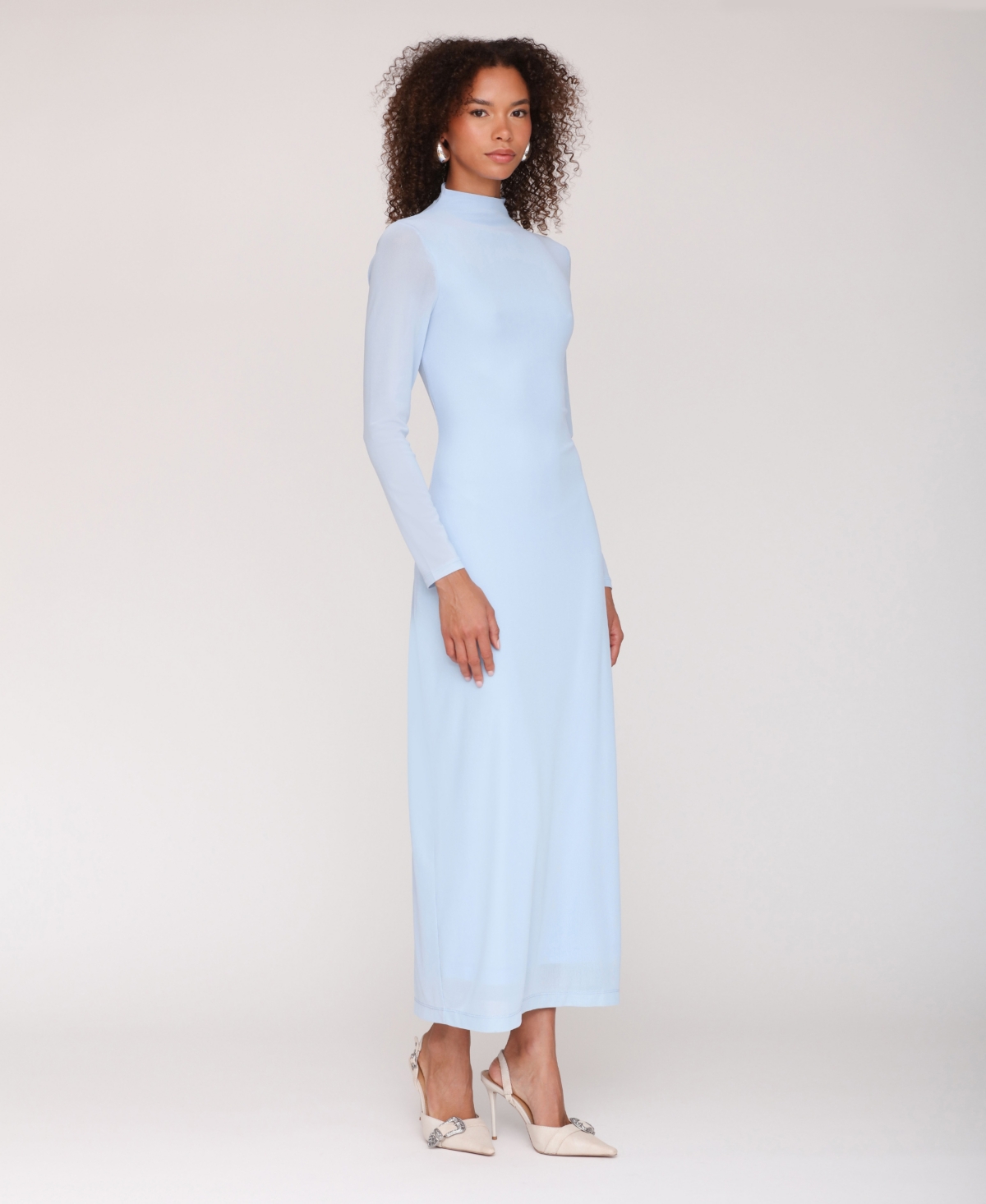 Avec Les Filles Women's Mock Neck Maxi Dress In Blue
