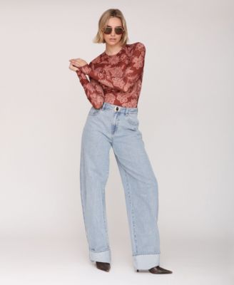 Women's Mesh Crew Neck Long Sleeve Top