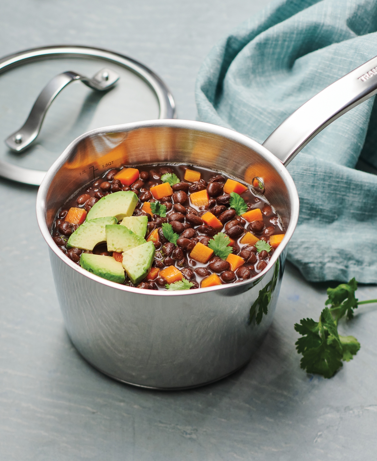 Tramontina Tempo Tri-ply Base Stainless Steel 2-quart Small Sauce Pan With Glass Lid In Silver