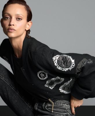 Women's Collared Button Front Bomber Jacket