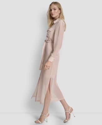 Women's Long Sleeve Collared Shirt Dress