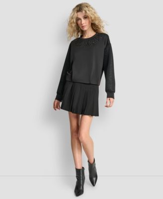 Women's Mix Media Bubble Long Sleeves Sweatshirt