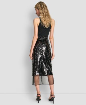Women's Sequined Layered Mesh Skirt