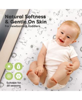 Soothe Waterproof Pack N Play Sheets for Girls, Boys, 2pk 38x26 Cotton Mini Crib Sheets Fitted, Soft, Breathable