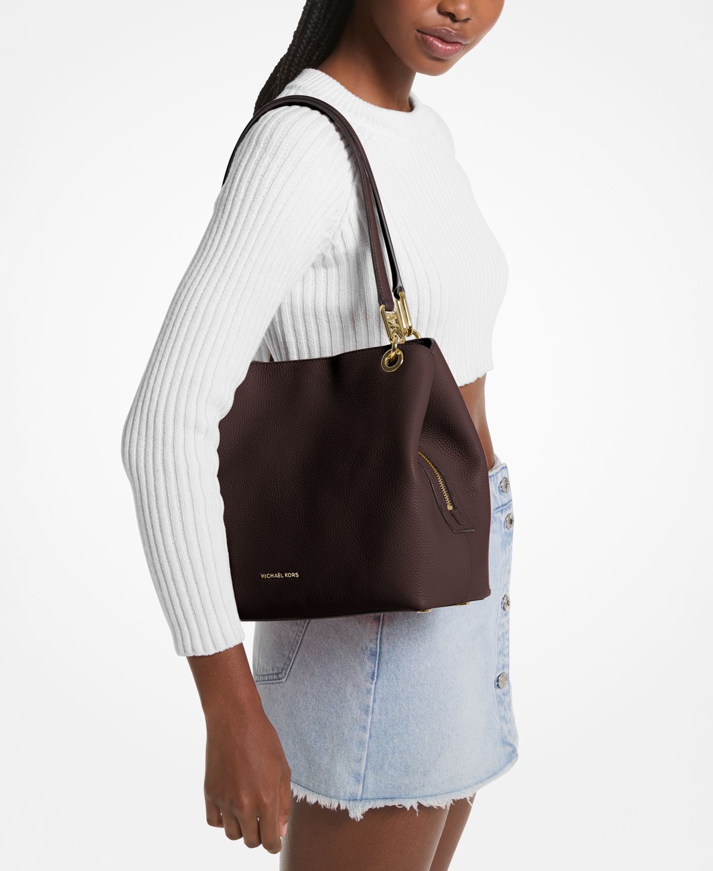 Женская сумка Michael Kors Kensington Large Leather, цвет: Чёрный — фото 6