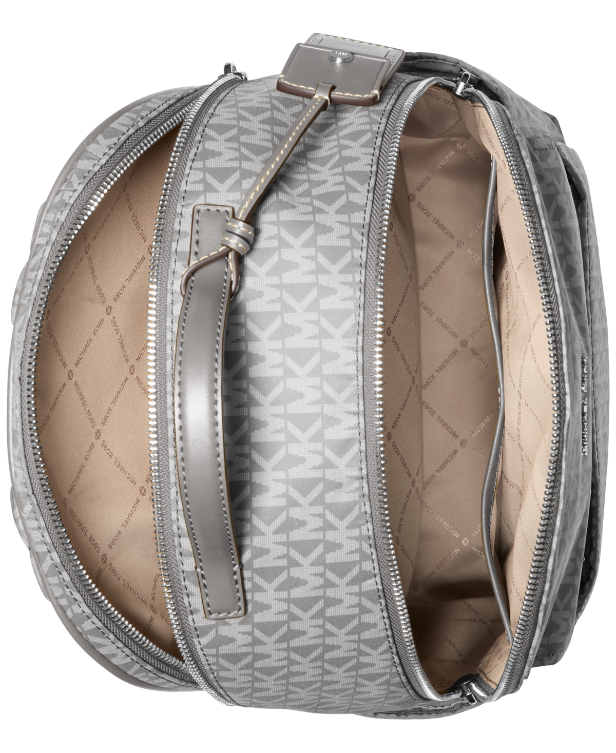 Michael Kors Sable Large Printed Signature Logo Backpack In Gray