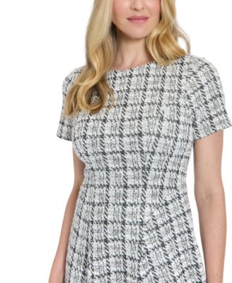 Petite Short Sleeve Fit and Flare Dress