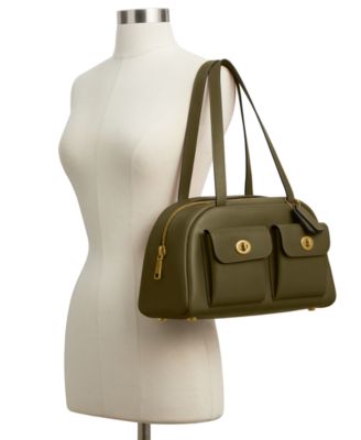 バッグ COACH Vintage 2Way Shoulder Bag TurnLock Coach Vintage 2-Way Turnlock Shoulder Bag Navy Leather Unisex