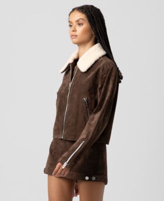 Women's Suede Sherpa Collar Jacket