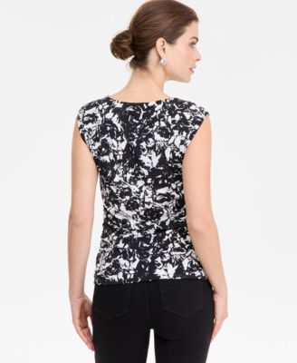 Women's Short-Sleeve Ruched Boatneck Top, Macy's Exclusive