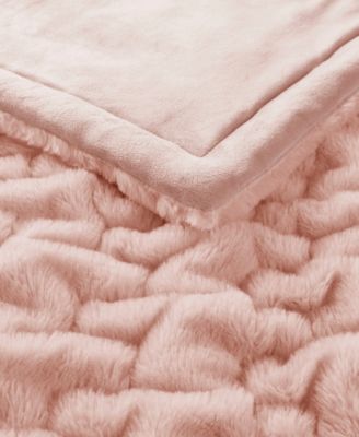 Ruched Reversible Faux-Fur Throw, 50" x 60"