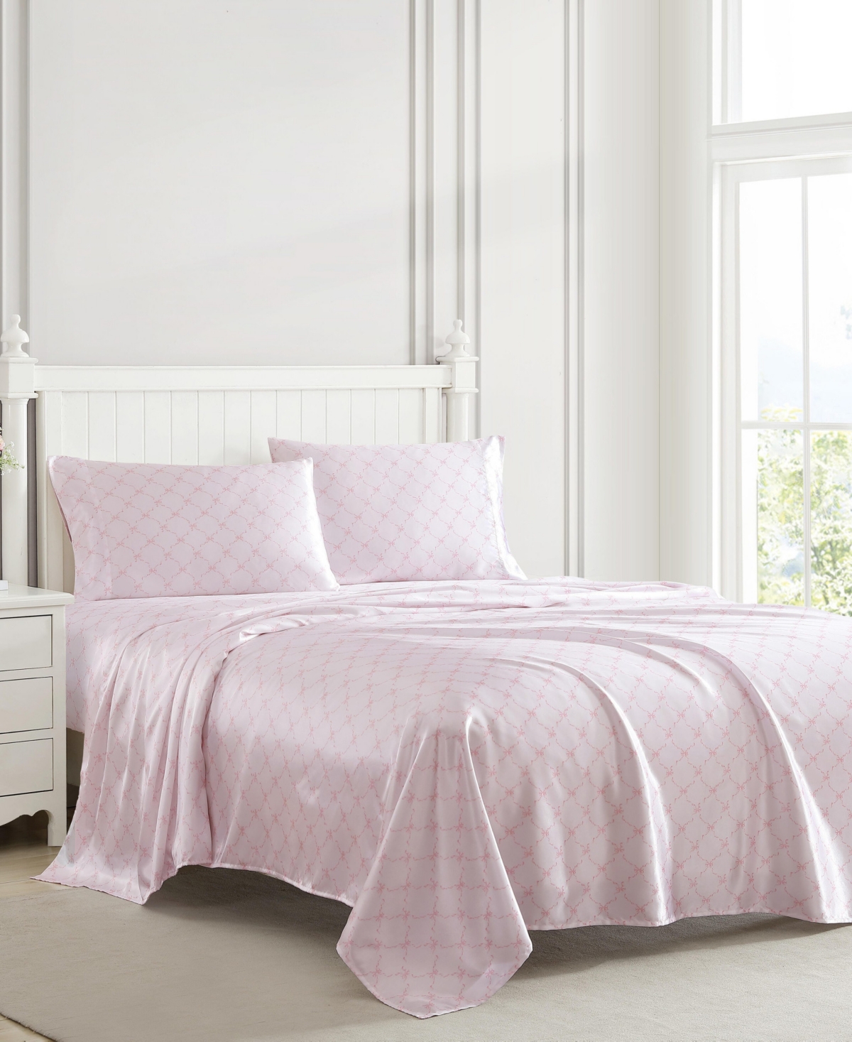 Laura Ashley Printed Satin 4-pc. Sheet Set, King In Multi