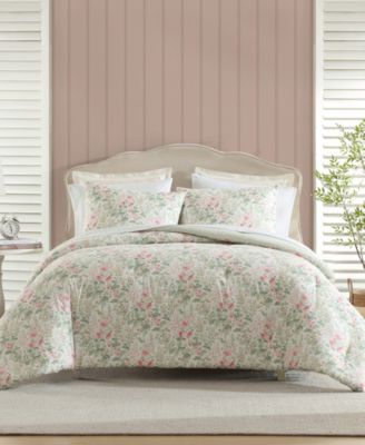 Laura Ashley Arden Floral Washed Microfiber Comforter Set In Multi