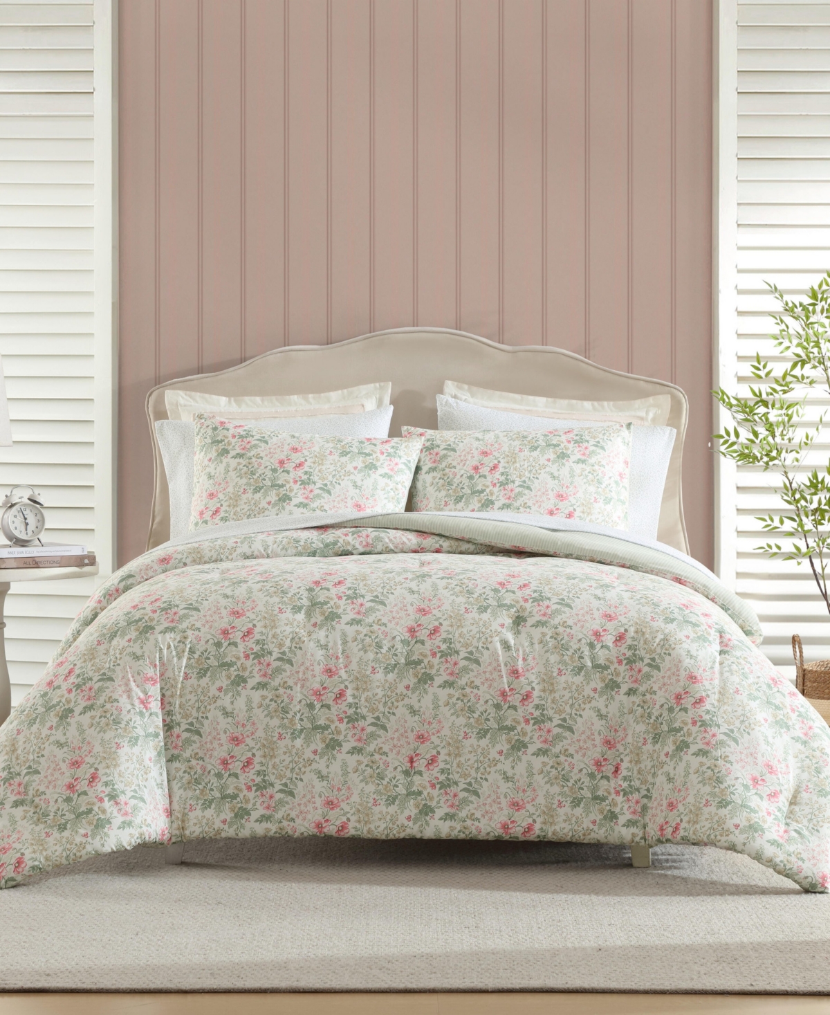 Laura Ashley Arden Floral Washed Microfiber Comforter Set In Multi