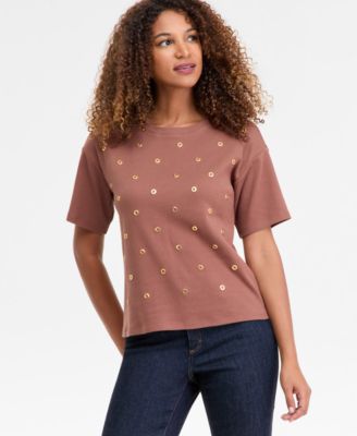 Women's Short-Sleeve Grommet Top, Macy's Exclusive