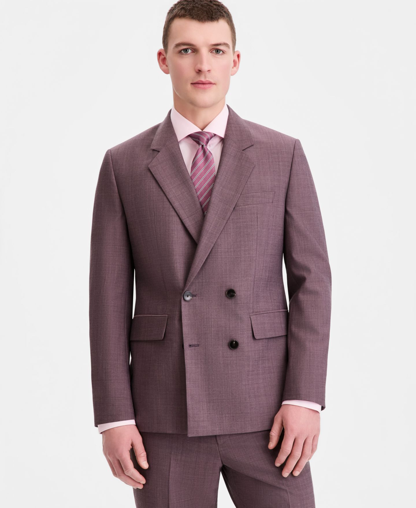 Мужской пиджак Hugo Boss Modern-Fit Double Breasted Suit, цвет: Пастельный коричневый — фото 1