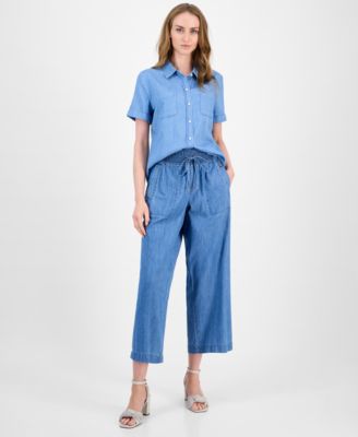 Women's Chambray Short-Sleeve Camp Shirt