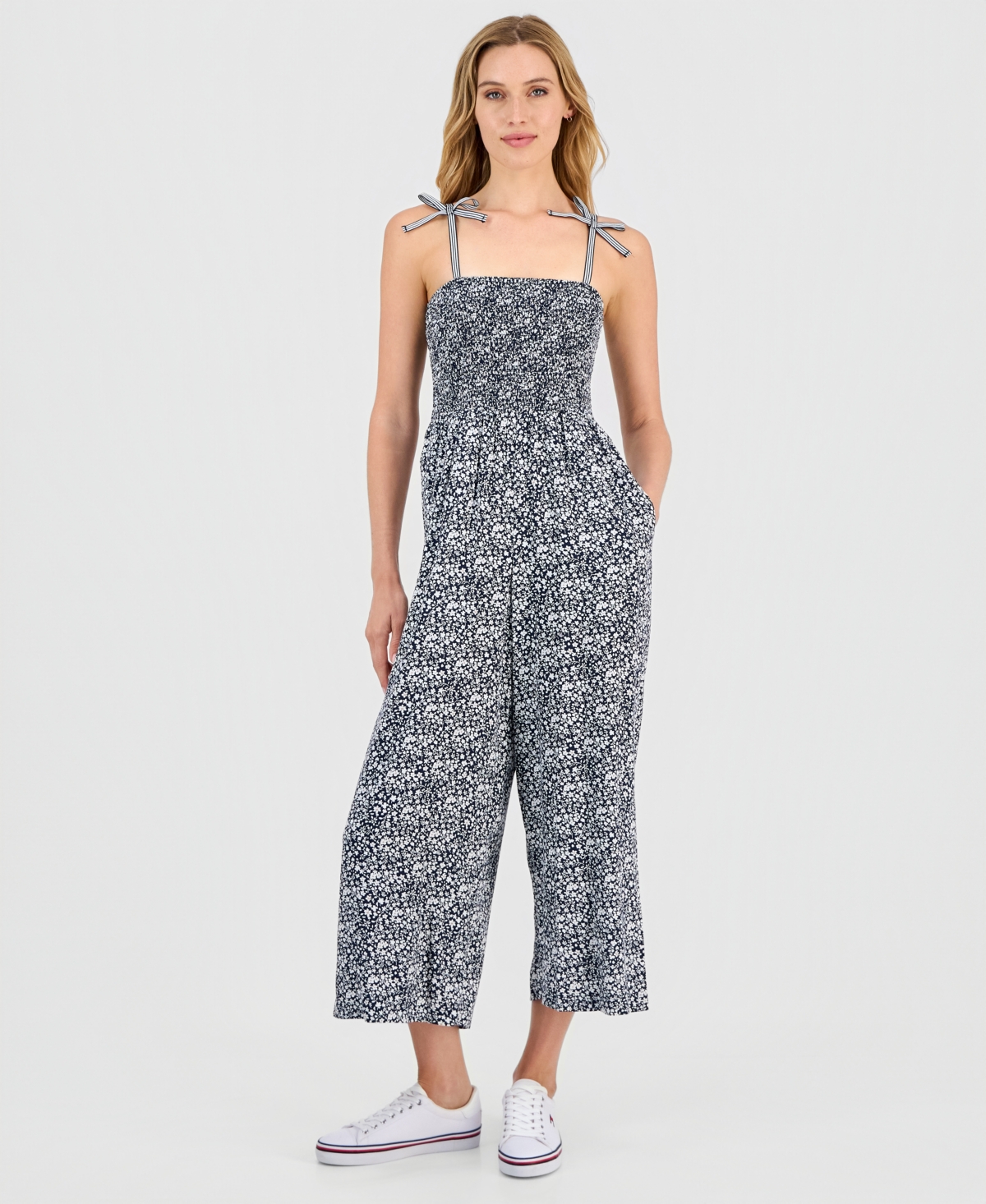 Tommy Hilfiger Women's Smocked Printed Jumsuit