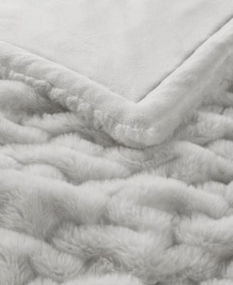 Ruched Reversible Faux-Fur Throw, 50" x 60"
