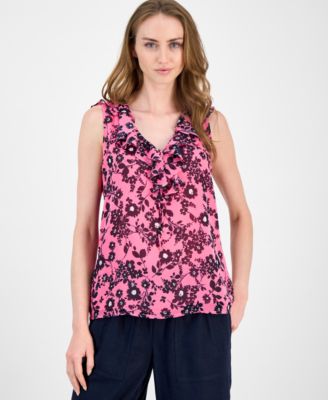 Tommy Hilfiger - Women's Floral Ruffled Tie-Neck Top