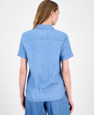 Women's Chambray Short-Sleeve Camp Shirt