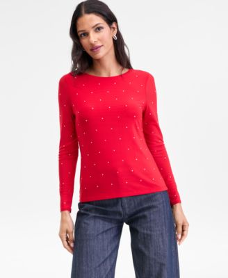 Women's Crystal Mesh Long Sleeve Top, Macy's Exclusive