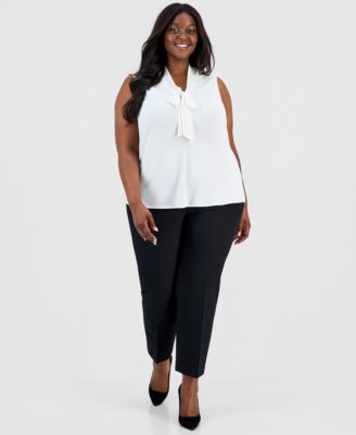 Plus Size Embellished Tie-Front Sleeveless Top