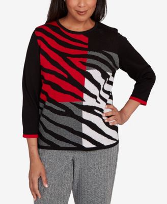 Women's Jet Setter Zebra Colorblock Long Sleeve Sweater