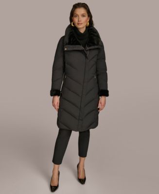 Donna Karan New York Women's Stretch Zip Closure Coat - Macy's