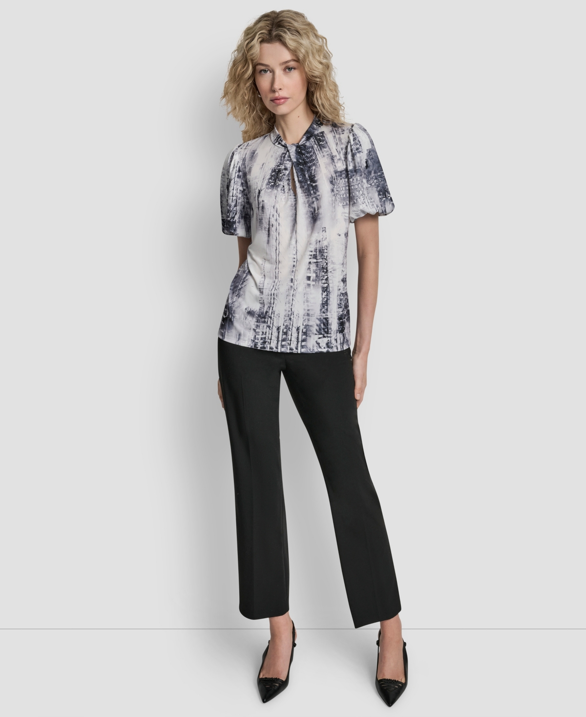 Dkny Women's Bell Sleeve Printed Top