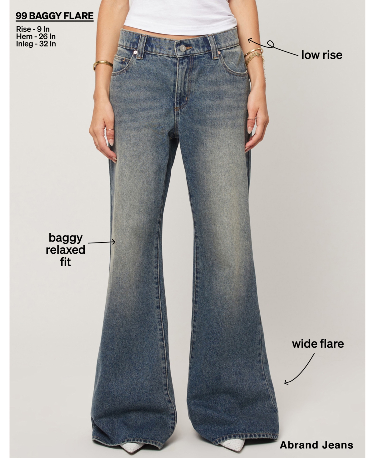 Abrand Women's 99 Amalie Flare Baggy Jeans In Gray