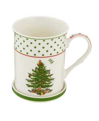 Christmas Tree Polka Dot Mug & Coaster Set