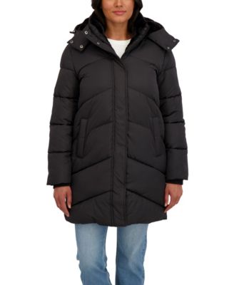 Women's 3/4 Cozy Lined Hooded Puffer Coat