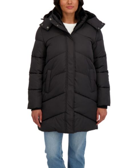 Женские куртки Sebby Collection Women's 3/4 Cozy Lined Hooded Puffer Coat