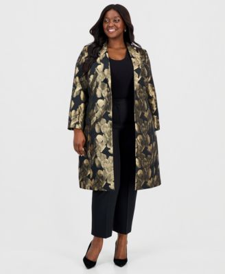 Plus Size Floral Jacquard Topper Jacket