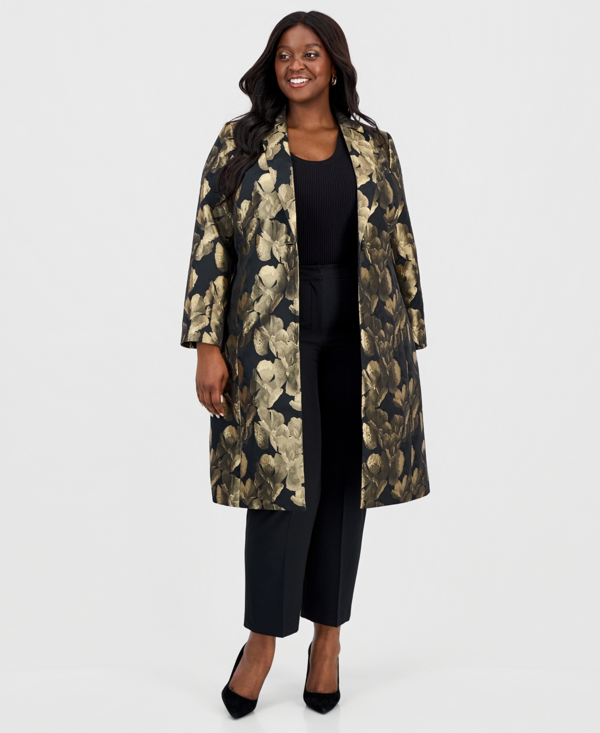 Kasper Plus Floral Jacquard Topper Jacket