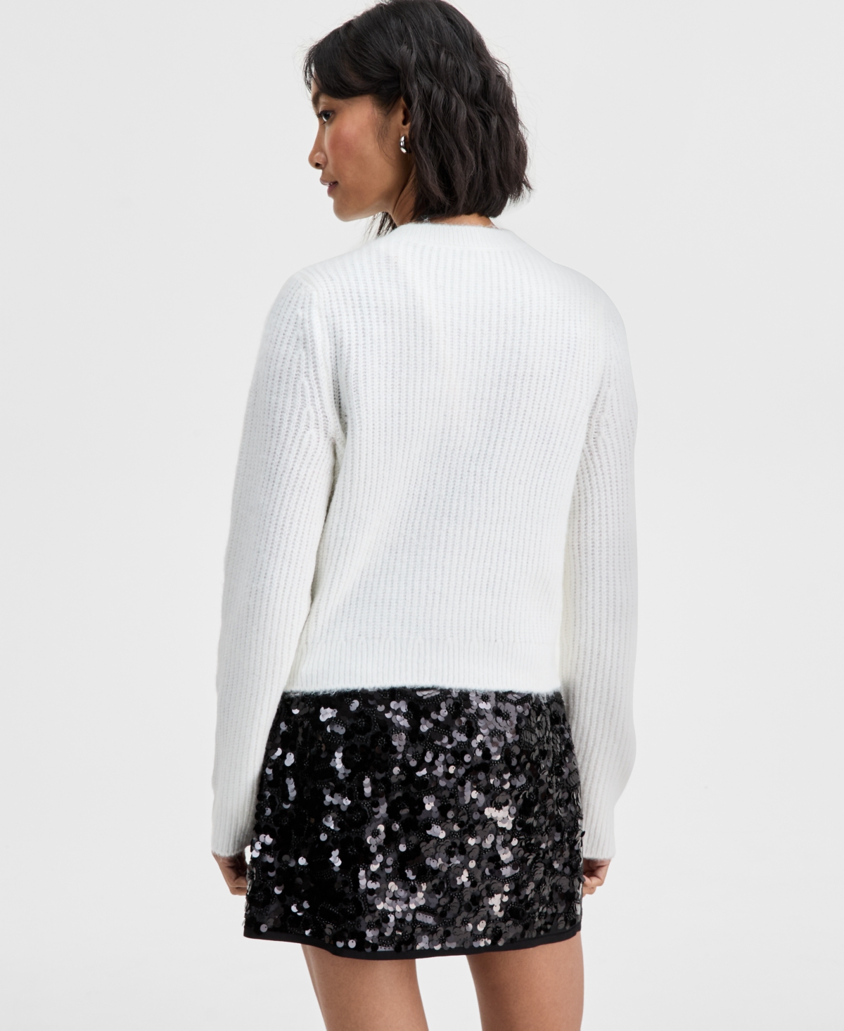 On 34th Women's Metallic-flecked Rhinestone-button Cardigan, Macy's Exclusive In White
