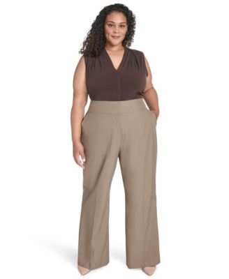 Calvin Klein - Plus Size Check-Print Wide-Leg Pants