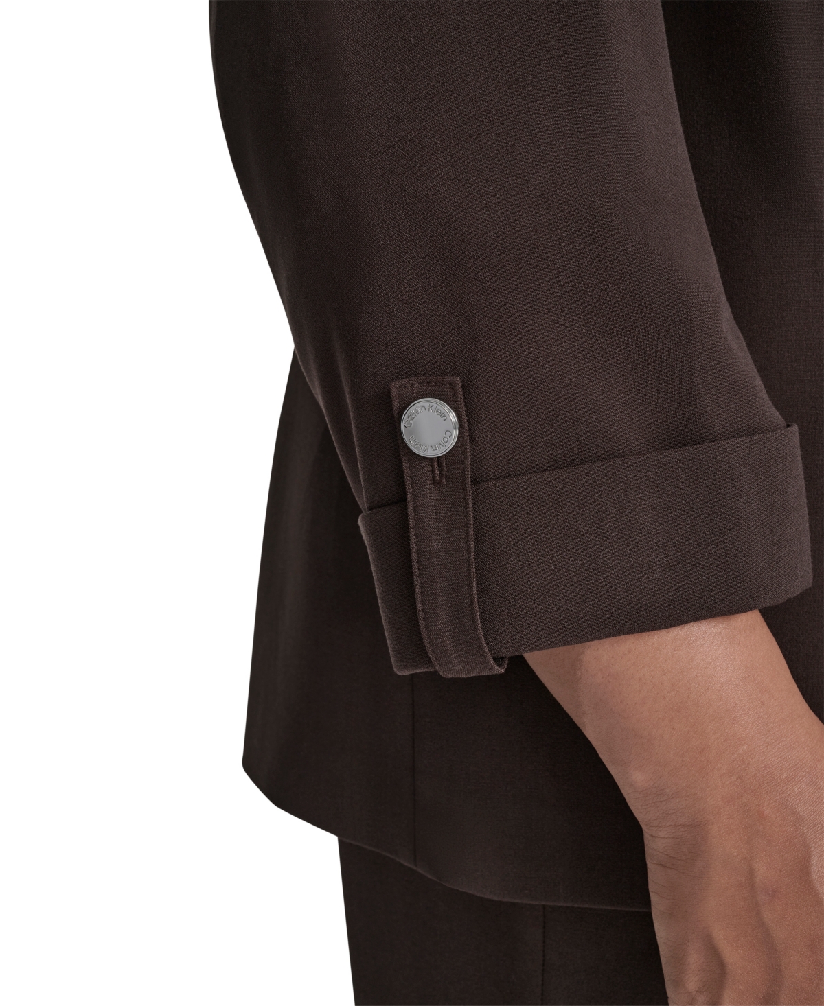 Calvin Klein Plus Size Notch-lapel 3/4-sleeve Jacket In Brown