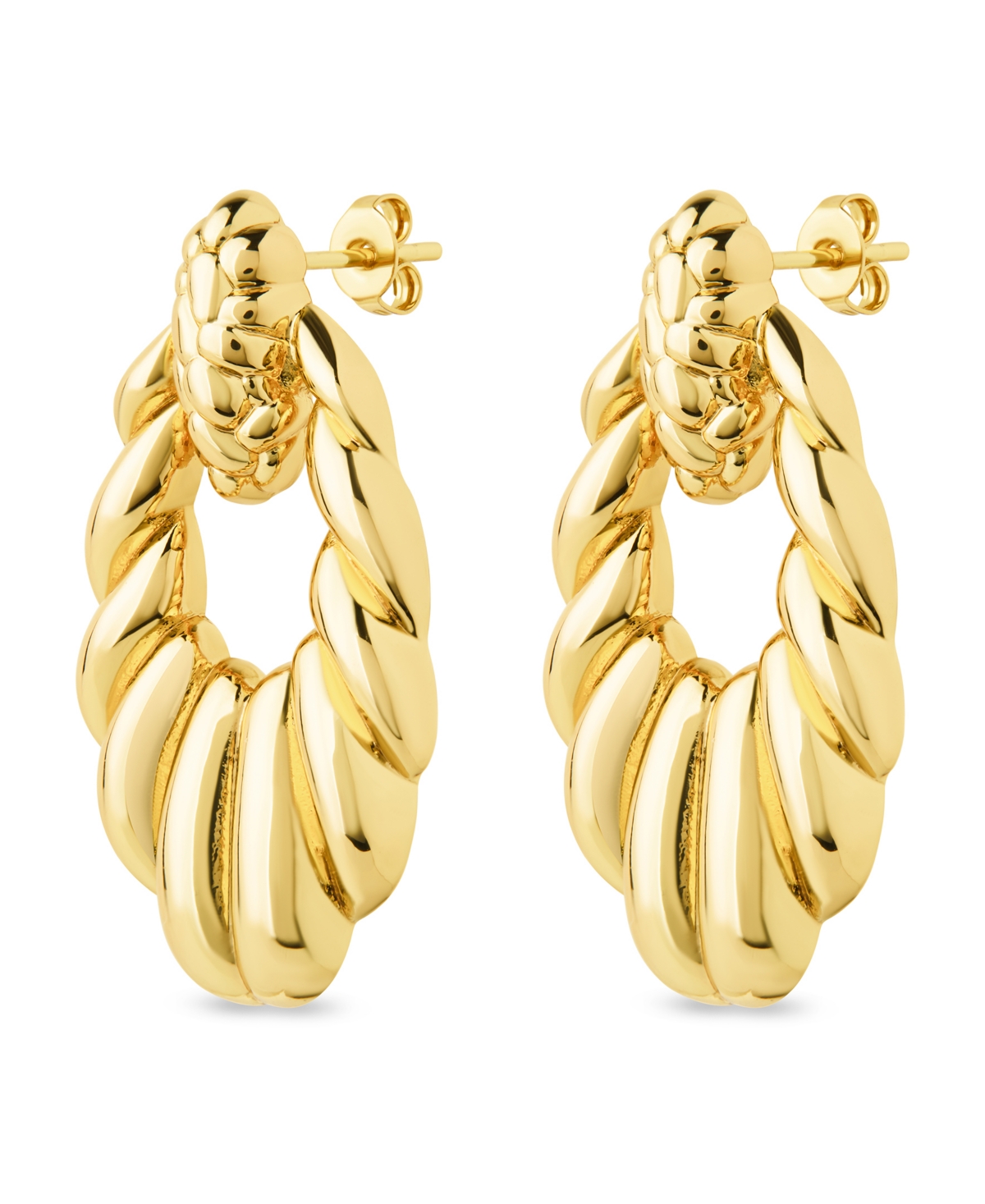 Sterling Forever Enid Textured Door Knocker Stud Earrings In Gold