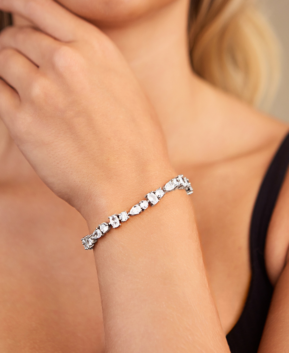 Sterling Forever Billie Cubic Zirconia Tennis Bracelet In Silver
