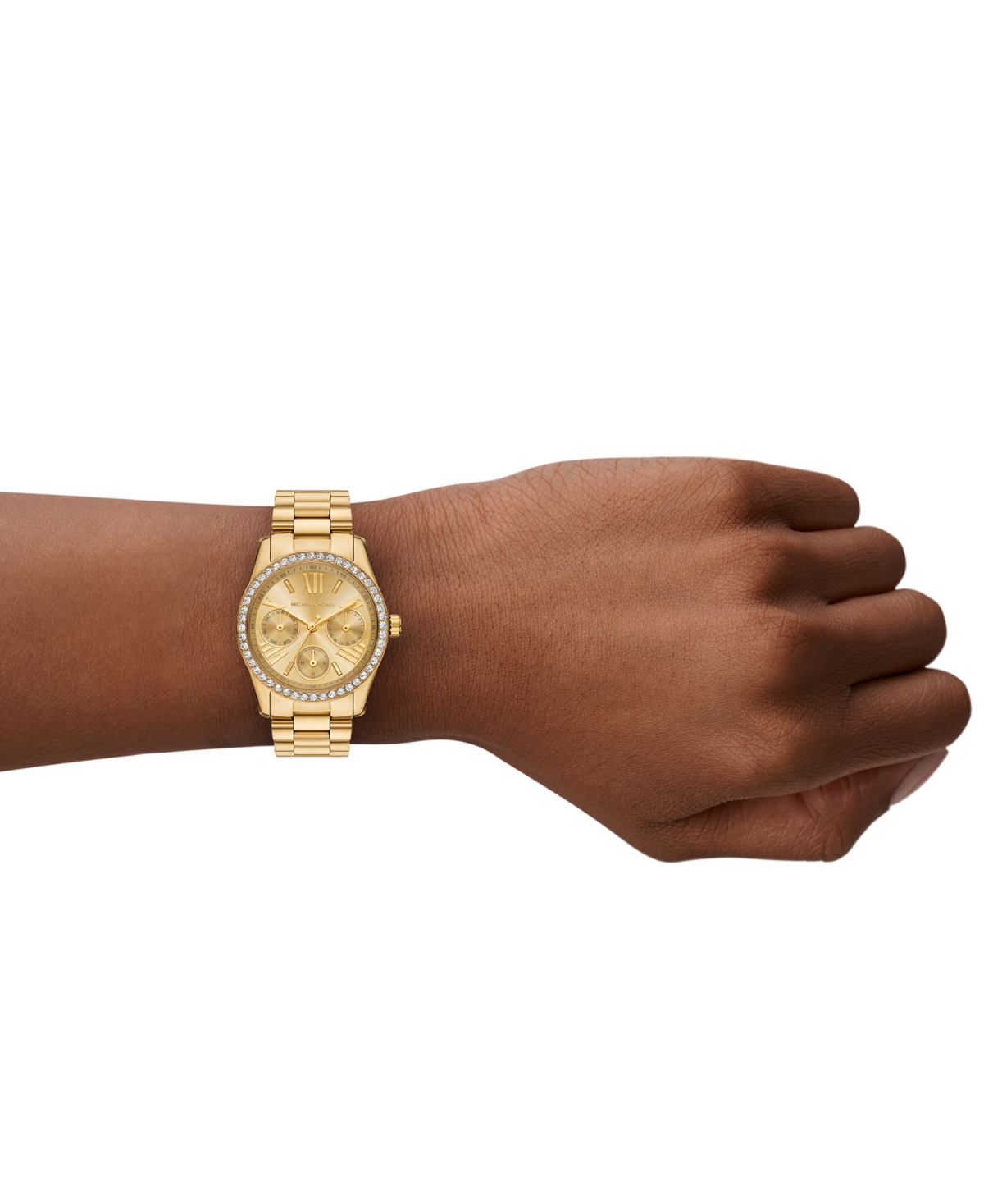 Michael Kors Women's Lexington Multifunction Gold-tone Stainless Steel Watch, 34mm In Gold