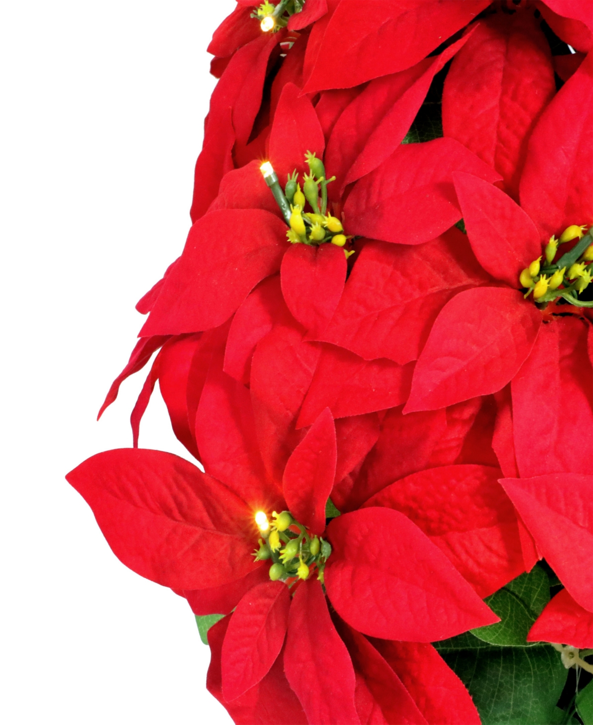 Puleo International Puleo 22" Pre-lit Artificial Potted Red Poinsettias In Red
