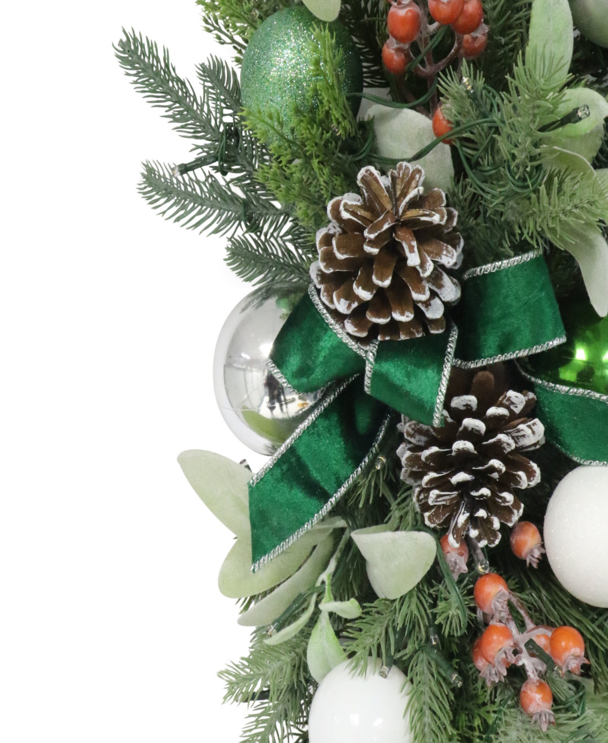 Puleo 28" Pre-lit Adorned Banister Swag In Green