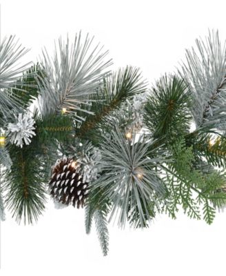 Puleo 10" Pre-Lit Battery-Operated Flocked Garland